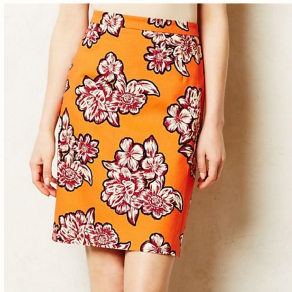 Maeve Dresses & Skirts - Anthropologie Maeve Size 4 Orange Floral Skirt
